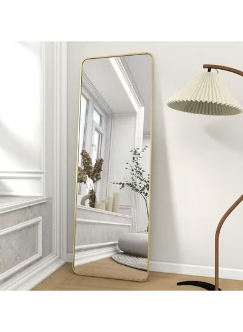 Huitich Aluminum Alloy Frame Floor Mirror With Stand Gold 145x35 - Image 1