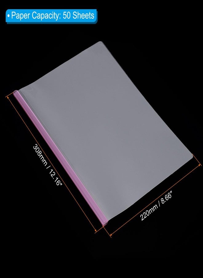 PATIKIL Clear Report Covers with Sliding Bar, 10 Pcs 8 mm Slide-Grip Resume Cover 50 Sheets Capacity, A4 Presentation Folders for File, Resume, Rose - Image 2