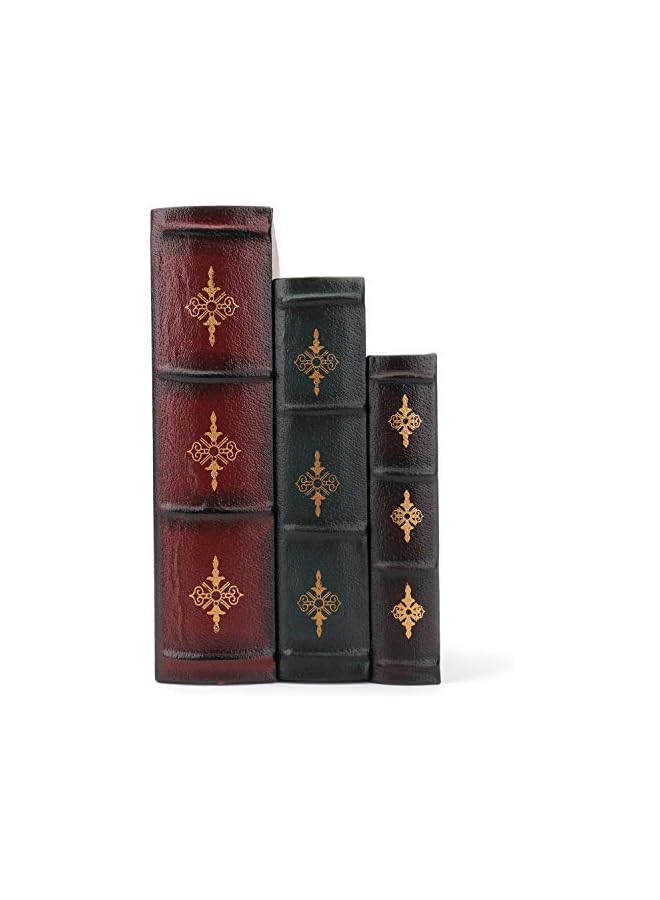 The Bros 3 عبوات صناديق كتب زخرفية خشبية عتيقة زينة كتب صندوق تخزين كتب عتيق - Image 3