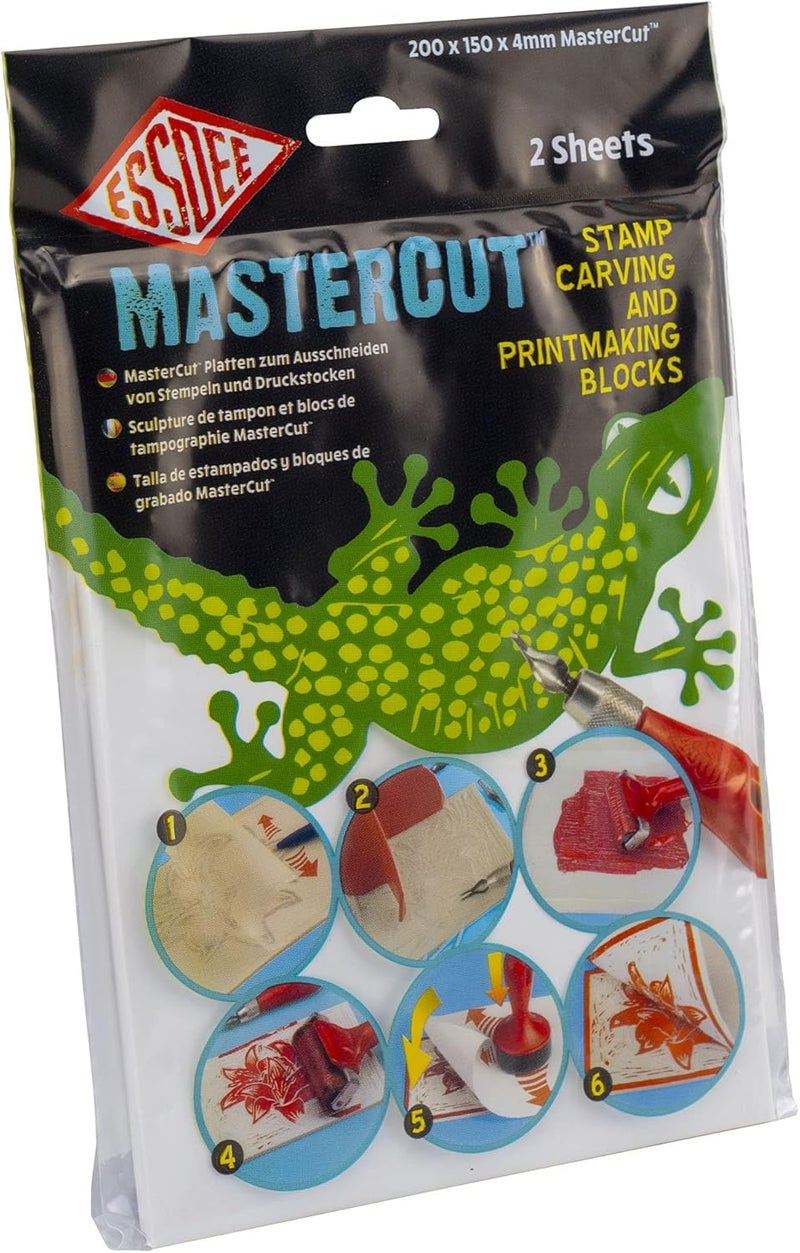 Essdee Mastercut Linoleum Carving Blocks - Stampmaking Printmaking Lino Carve - 200 x 150 x 4 mm - Pack of 2 - Image 1