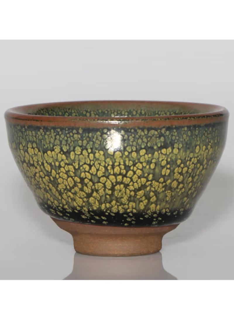 Jingke Jianzhan Tea Cup  Original Ore Glaze Exquisite One-mouth Cup , Green Partridge Small Bunch 6.8x4.5 cm - Image 1
