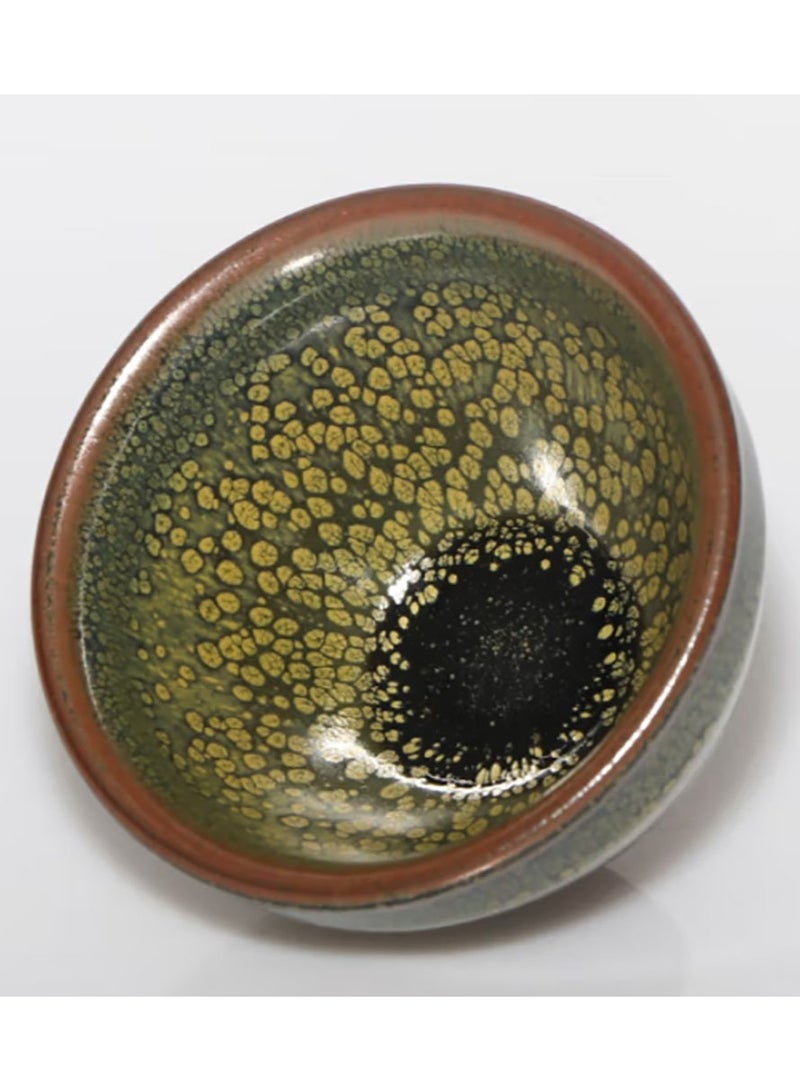 Jingke Jianzhan Tea Cup  Original Ore Glaze Exquisite One-mouth Cup , Green Partridge Small Bunch 6.8x4.5 cm - Image 3