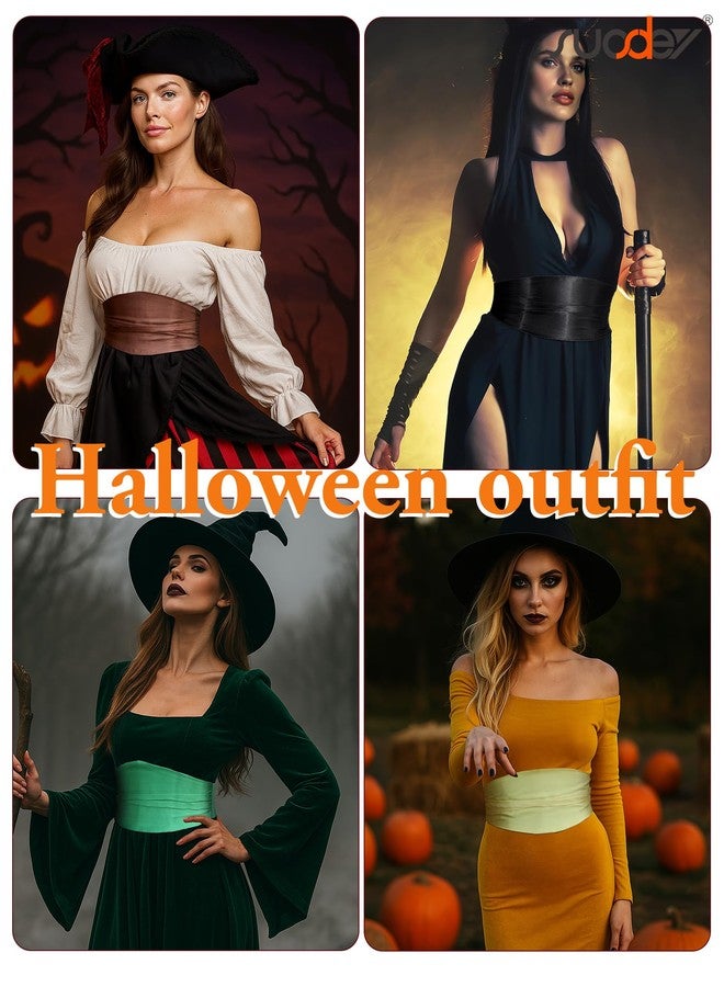 سوزدي حزام ساتان عريض من SUOSDEY للنساء، حزام خصر مطاطي قابل للتمدد، عرض 3 بوصات، أسود - Image 4