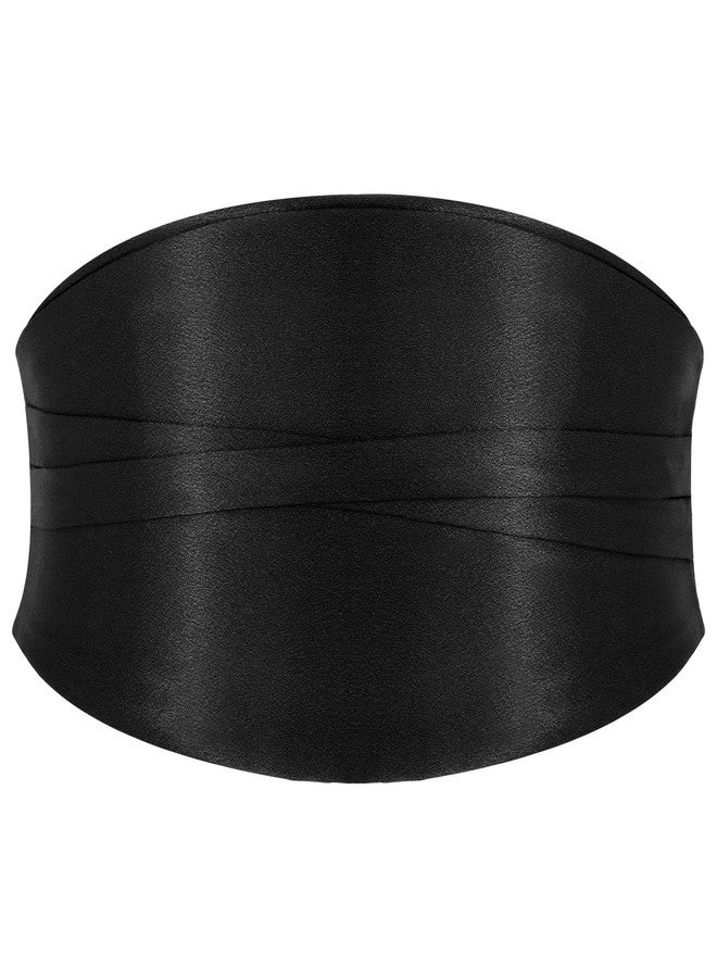 سوزدي حزام ساتان عريض من SUOSDEY للنساء، حزام خصر مطاطي قابل للتمدد، عرض 3 بوصات، أسود - Image 1