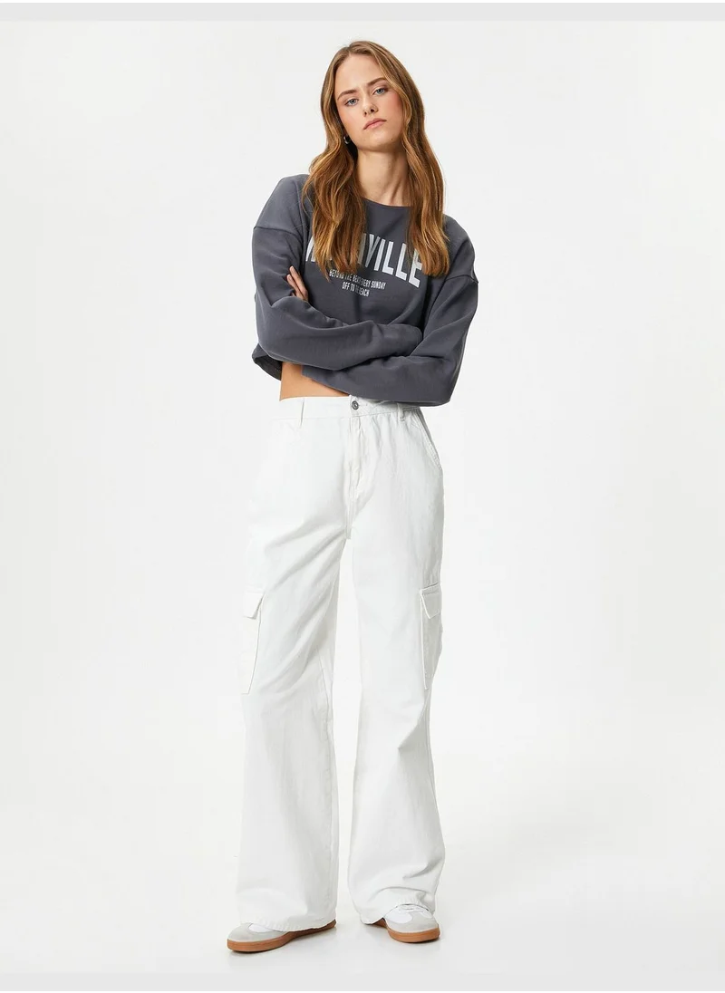 KOTON Crop Cotton Sweatshirt