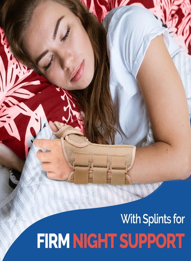FEATOL Carpal Tunnel Wrist Brace Night Support, Thumb Spica Splint Left Hand for De Quervains Tenosynovitis, Tendonitis, Wrist Brace With Thumb Support-Small/Medium-Women & Men, Beige - Image 5