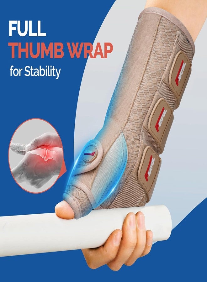 FEATOL Carpal Tunnel Wrist Brace Night Support, Thumb Spica Splint Left Hand for De Quervains Tenosynovitis, Tendonitis, Wrist Brace With Thumb Support-Small/Medium-Women & Men, Beige - Image 2