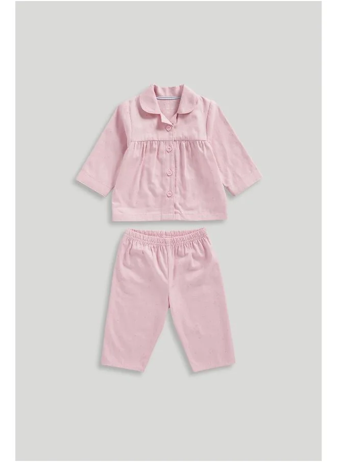 mothercare Pink Spot Woven Baby Pyjamas