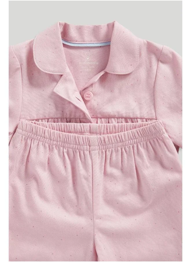 mothercare Pink Spot Woven Baby Pyjamas