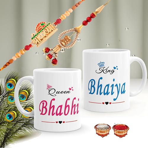 Gift Arcadia Rakhi for Brother and Bhabhi Gift Pack with Coffee Mug- 2 Piece, White, 330ml (RCOM012) - Image 3