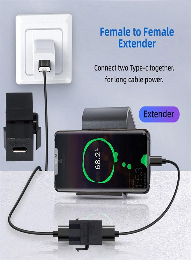 cablecc 480Mbps USB2.0 USB-C Female to Type-C Female Extension Keystone Jack Coupler Adapter for Wall Plate Panel USB Cable - Image 2