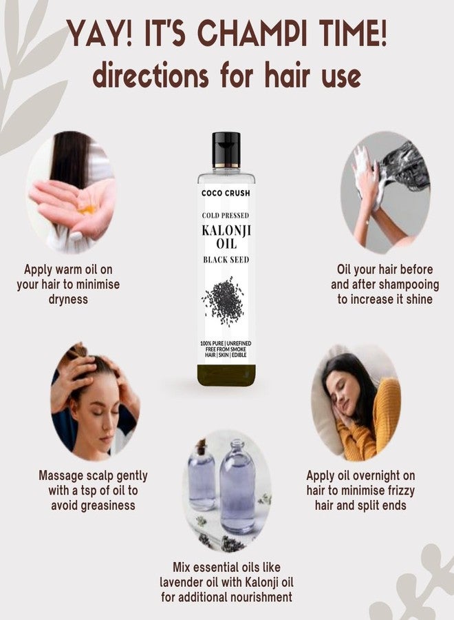 COCO CRUSH Cold Pressed Kalonji Black Seed Oil | Extra Virgin Nigella Sativa | Stimulates Hair Growth, Stops Hair Fall | 100% Pure & Natural (100ml) - Image 5