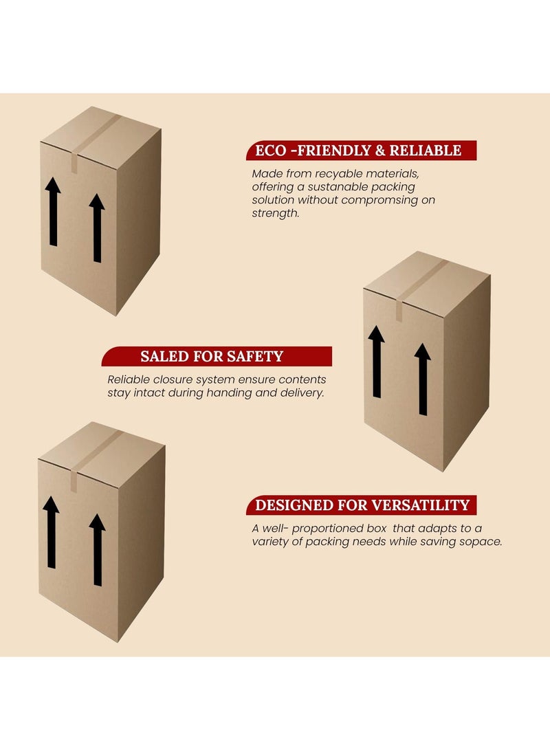 GINI Carton 5‑Ply Heavy‑Duty Corrugated Box 60X60X80CM Pack of 5 - Image 3