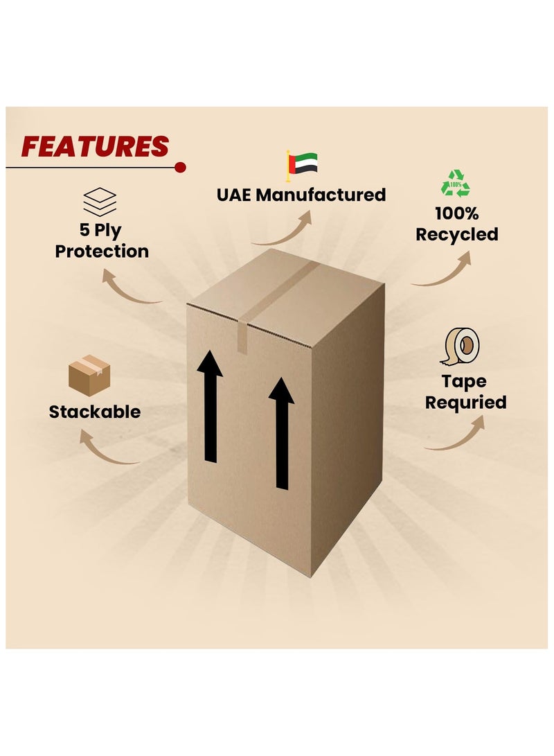 GINI Carton 5‑Ply Heavy‑Duty Corrugated Box 60X60X80CM Pack of 5 - Image 5