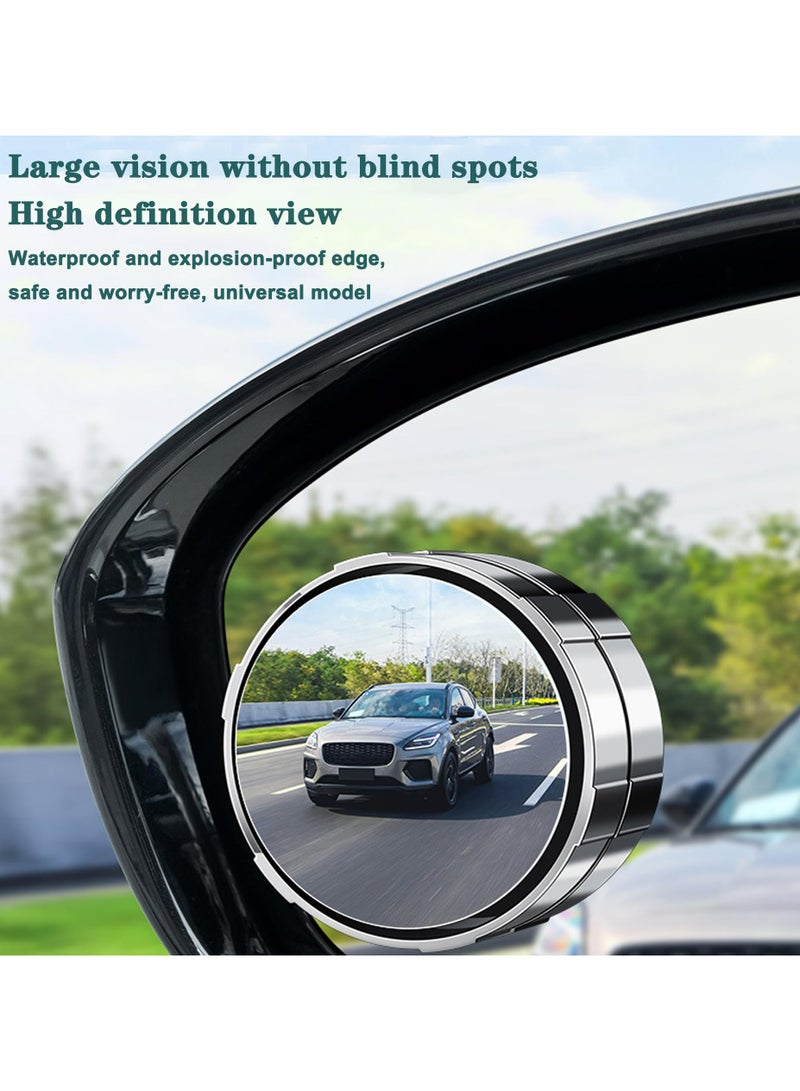 Generic 4Pcs Car Blind Spot Mirror, 360° Suction Cup Car Convex Wide Angle Side Rear View Mirror, Reversing Auxiliary Blind Spot Mirror for Car SUV and Truck, Silver  - Image 2