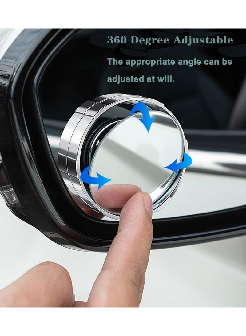 Generic 4Pcs Car Blind Spot Mirror, 360° Suction Cup Car Convex Wide Angle Side Rear View Mirror, Reversing Auxiliary Blind Spot Mirror for Car SUV and Truck, Silver  - Image 3