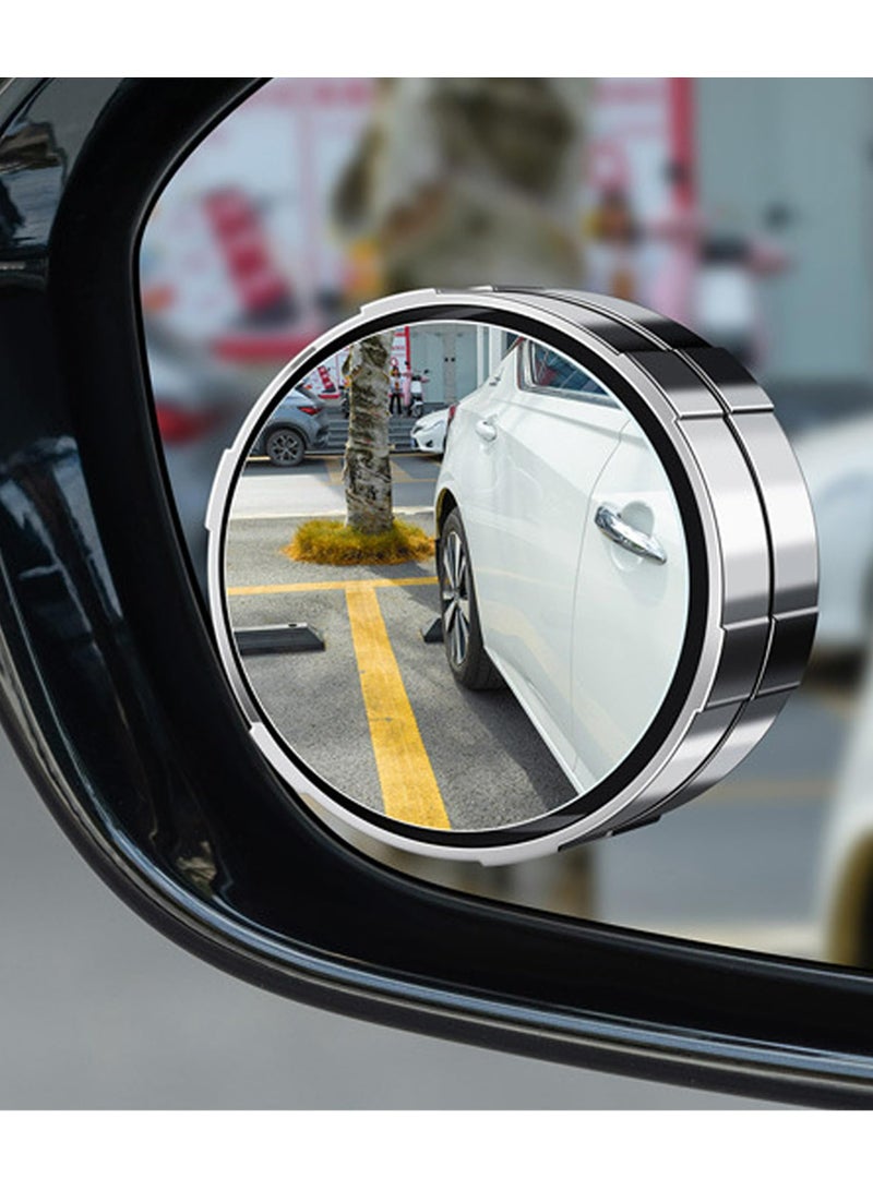 Generic 4Pcs Car Blind Spot Mirror, 360° Suction Cup Car Convex Wide Angle Side Rear View Mirror, Reversing Auxiliary Blind Spot Mirror for Car SUV and Truck, Silver  - Image 4