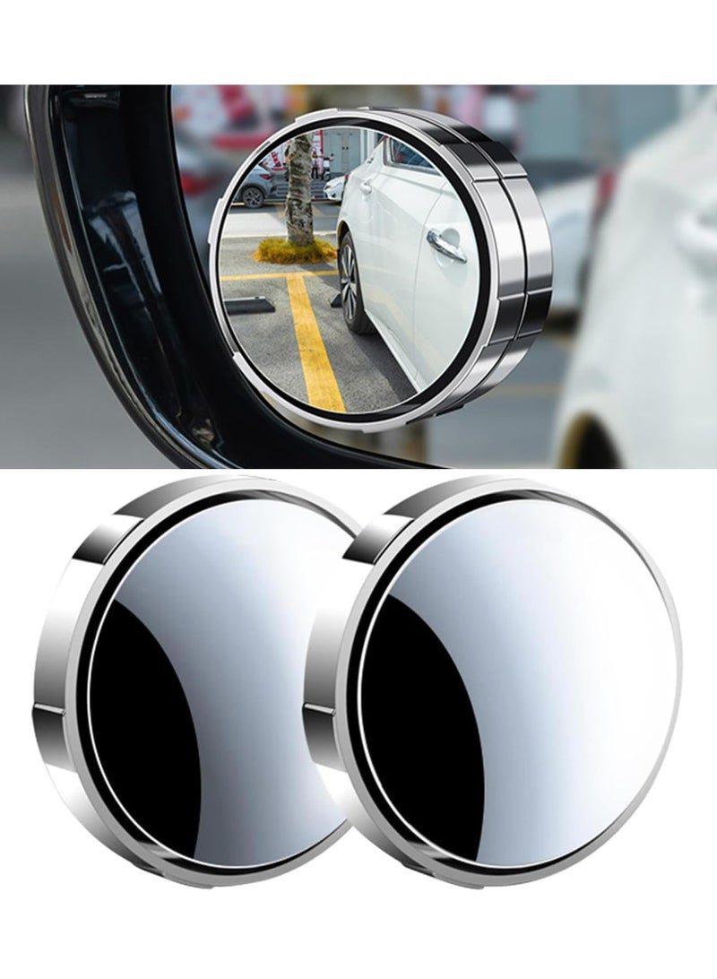 Generic 4Pcs Car Blind Spot Mirror, 360° Suction Cup Car Convex Wide Angle Side Rear View Mirror, Reversing Auxiliary Blind Spot Mirror for Car SUV and Truck, Silver  - Image 1