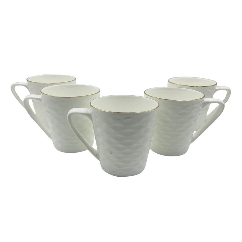 LVOOK CTPL Bone China Coffee Mug with Golden Outline- Pack of 6, 160 ML - Image 5
