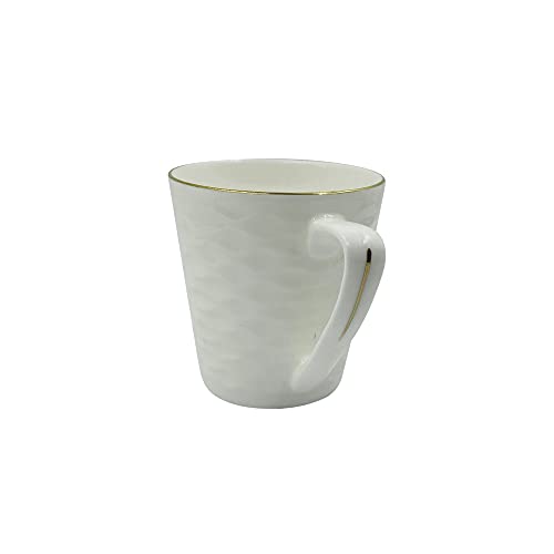 LVOOK CTPL Bone China Coffee Mug with Golden Outline- Pack of 6, 160 ML - Image 2