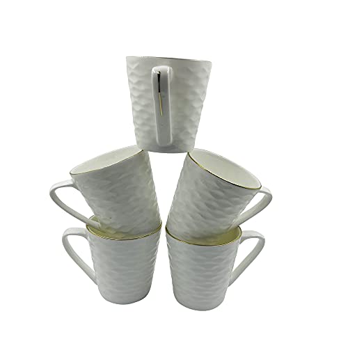 LVOOK CTPL Bone China Coffee Mug with Golden Outline- Pack of 6, 160 ML - Image 3