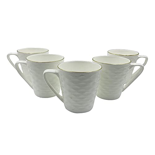 LVOOK CTPL Bone China Coffee Mug with Golden Outline- Pack of 6, 160 ML - Image 1
