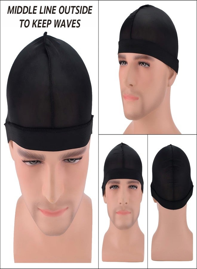 Headshion 4 Pack Wave Cap for Men 360 Waves Black - Image 4