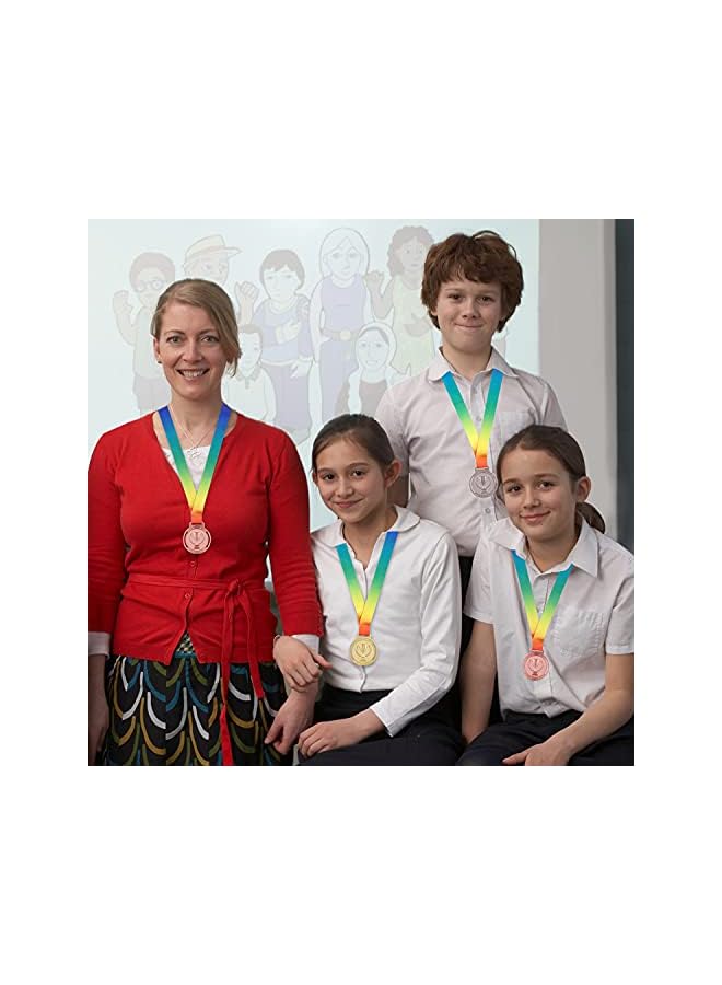 promass Medals Metal Gold Silver Bronze Medals Winner Awards Olympic Style Medal with Rainbow Ribbon in Any Event, 2.55 inch, 3Pcs - Image 3