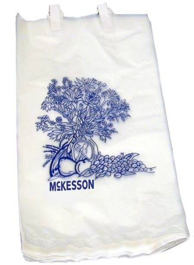 McKesson Bedside Bags - Polyethylene, Blue and White Floral Print, Open-Ended, Disposable - 0.5 mil, 7 in x 11.5 in, 100 Count, 1 Pack