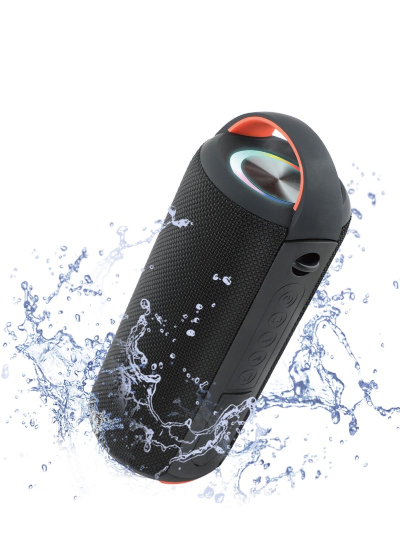 موديكس مكبر صوت بلوتوث Moodix KI23KS162 مقاوم للماء مع فتحة بطاقة TF ومنفذ USB، أسود - Image 4