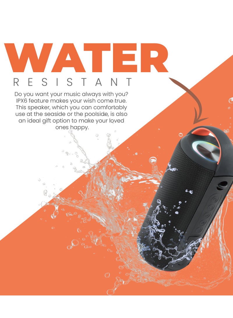 موديكس مكبر صوت بلوتوث Moodix KI23KS162 مقاوم للماء مع فتحة بطاقة TF ومنفذ USB، أسود - Image 5