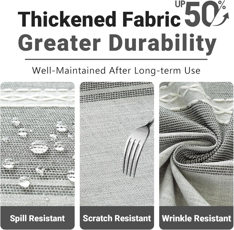 Laolitou Waterproof Cotton Linen Tablecloth - Grey Stripes - Image 4