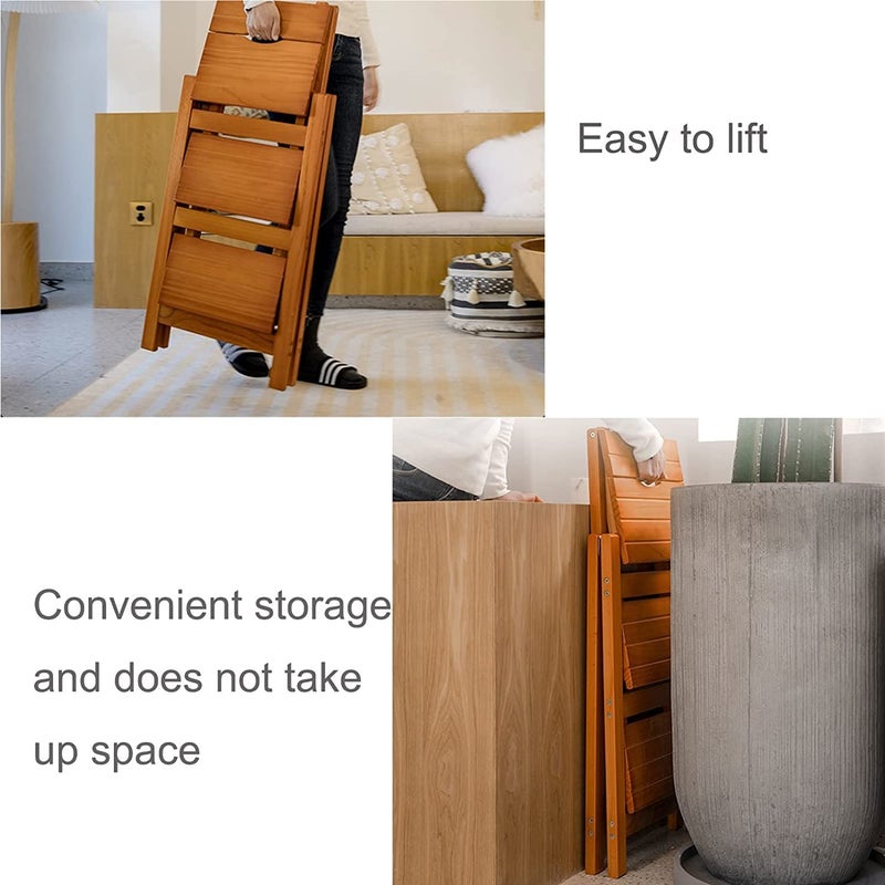 Wooden Folding Library Ladder Chair2 in 1 Lightweight Portable Multifunctional Step Stool 4Step Stool Dual Purpose Stepladders Display Stand and Flower Stand for Home V39 - Image 2