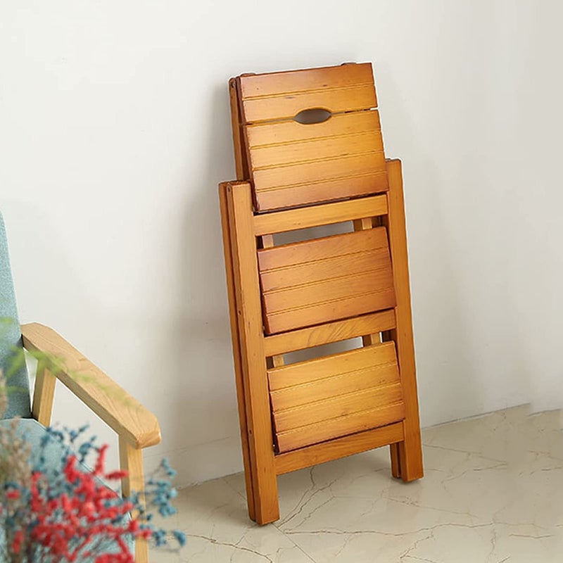 Wooden Folding Library Ladder Chair2 in 1 Lightweight Portable Multifunctional Step Stool 4Step Stool Dual Purpose Stepladders Display Stand and Flower Stand for Home V39 - Image 5