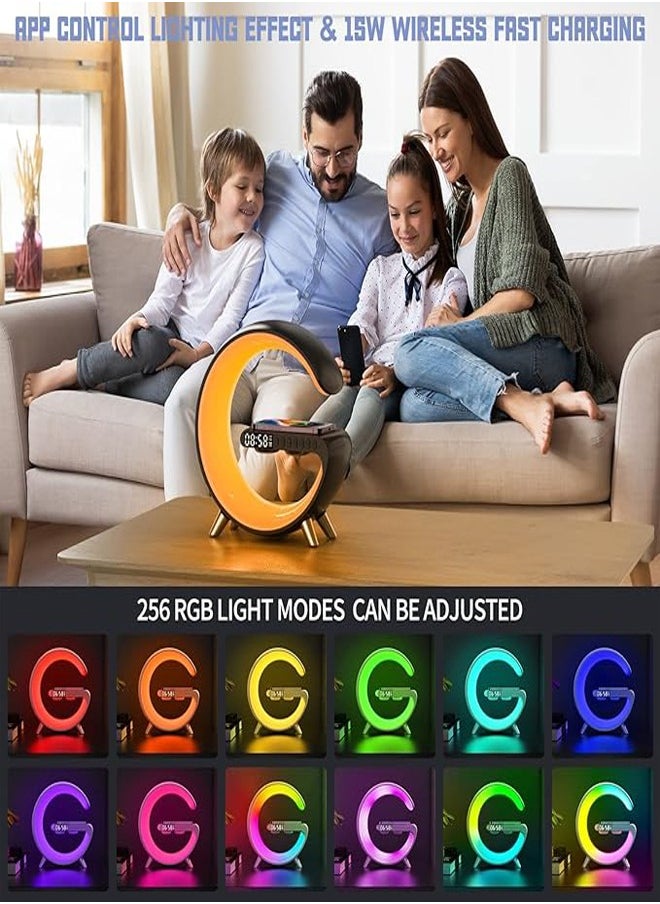 ZCM-HAPPY - Big G Shape Audio Bluetooth Speaker Atmosphere Lamp with Wireless Charger and App Control - Image 1