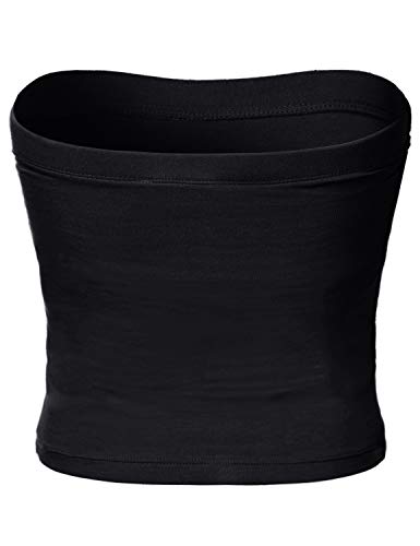 HATOPANTS Women's Shapewear Tube Tops Strapless Ruched Built-in Shelf Bra Casual Black M - Image 3