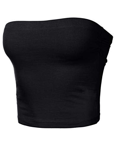 HATOPANTS Women's Shapewear Tube Tops Strapless Ruched Built-in Shelf Bra Casual Black M - Image 1