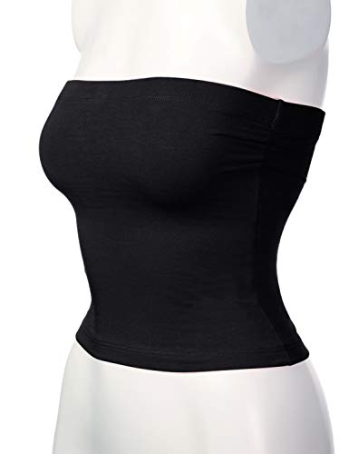 HATOPANTS Women's Shapewear Tube Tops Strapless Ruched Built-in Shelf Bra Casual Black M - Image 4