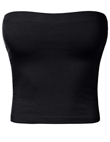 HATOPANTS Women's Shapewear Tube Tops Strapless Ruched Built-in Shelf Bra Casual Black M - Image 2