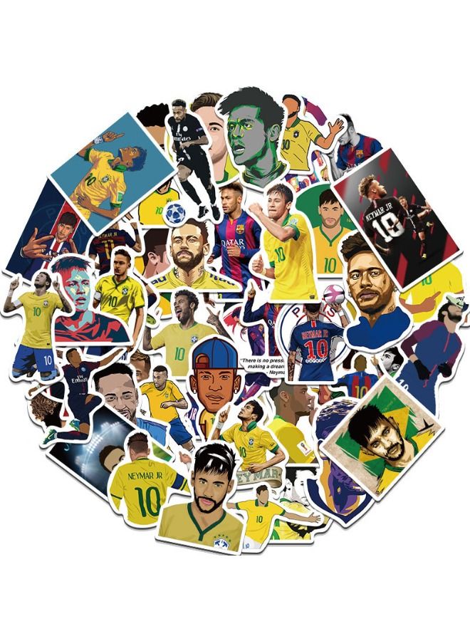 50PCS Neymar Stickers, Neymar Jr Sticker, Waterproof Soccer Stickers for Laptop,Skateboard, Water Bottles,Computer,Phone,Guitar, Stickers for Kids Teens Adult  - Image 2