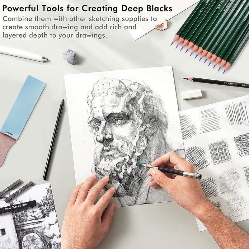 Like-It Professional Art Set, 42 PCS Drawing and Sketching Set- Drawing, Sketching and Charcoal Pencils. Kneaded Eraser Included. Art Kit for Beginners, Teens and Adults - Image 5