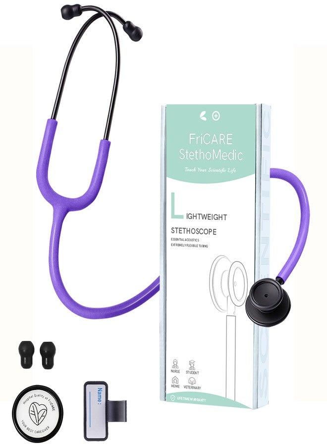 FriCARE Dual Head Stethoscope - Stethoscopes for Nurse, Medical Nursing Students, Paramedics/EMT/LVN/VNA Backup Estetoscopio, Lavender Purple Tube, Stainless Steel Chestpiece - Image 1