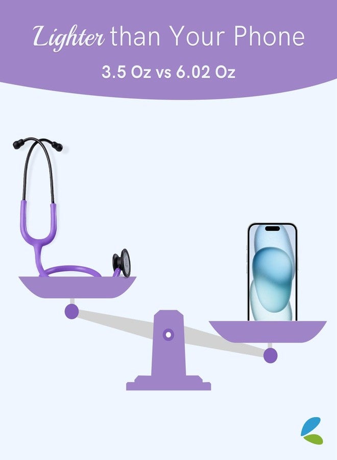 FriCARE Dual Head Stethoscope - Stethoscopes for Nurse, Medical Nursing Students, Paramedics/EMT/LVN/VNA Backup Estetoscopio, Lavender Purple Tube, Stainless Steel Chestpiece - Image 3