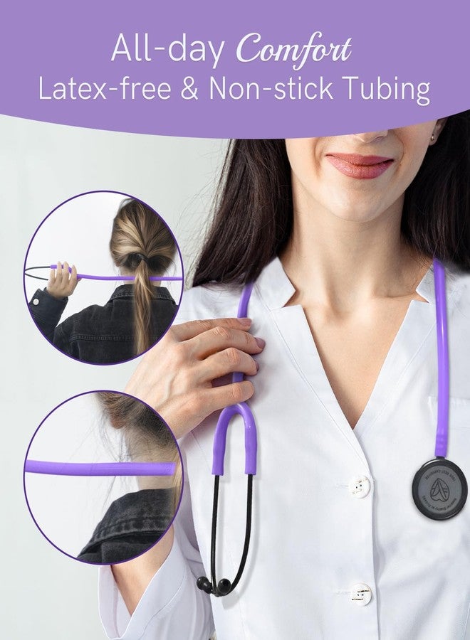 FriCARE Dual Head Stethoscope - Stethoscopes for Nurse, Medical Nursing Students, Paramedics/EMT/LVN/VNA Backup Estetoscopio, Lavender Purple Tube, Stainless Steel Chestpiece - Image 5