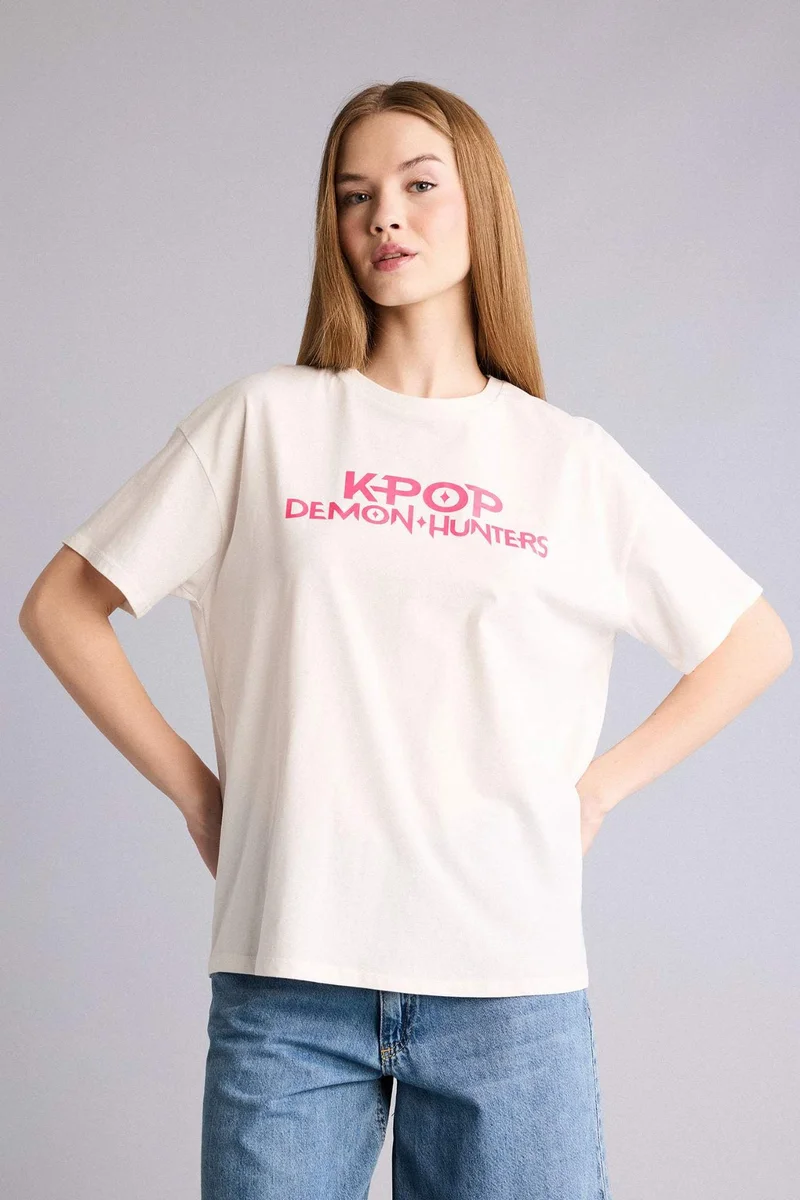 DeFacto Kpop - Demon Hunters Oversize Crew Neck Printed T-Shirt