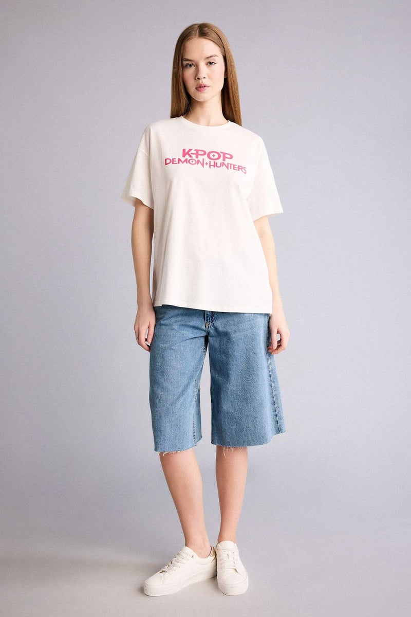DeFacto Kpop - Demon Hunters Oversize Crew Neck Printed T-Shirt - Image 2
