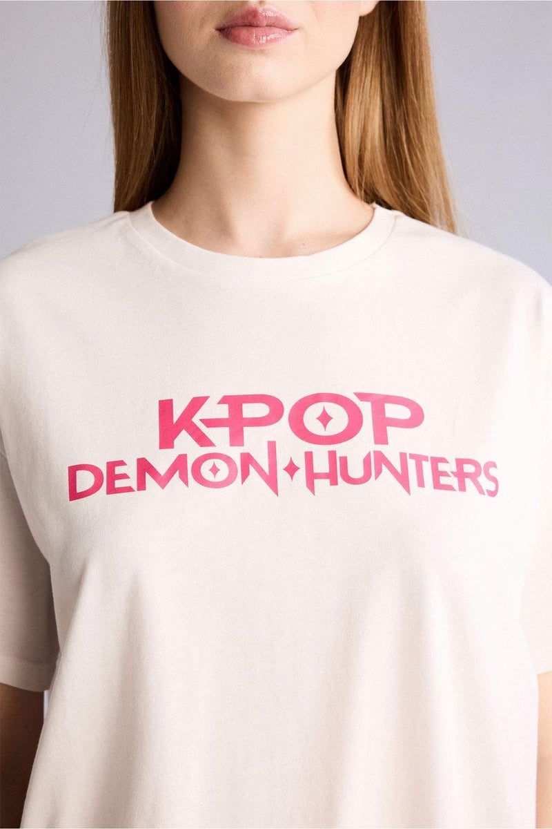 DeFacto Kpop - Demon Hunters Oversize Crew Neck Printed T-Shirt - Image 4