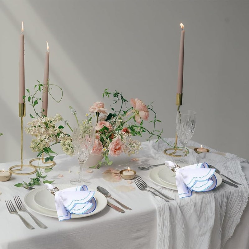 مجموعة من 6 مناديل قماش البوليستر مقاس 16 × 16 بوصة بحافة مهدبة قابلة للغسل وإعادة الاستخدام للفنادق والمطاعم والأعراس - Image 3