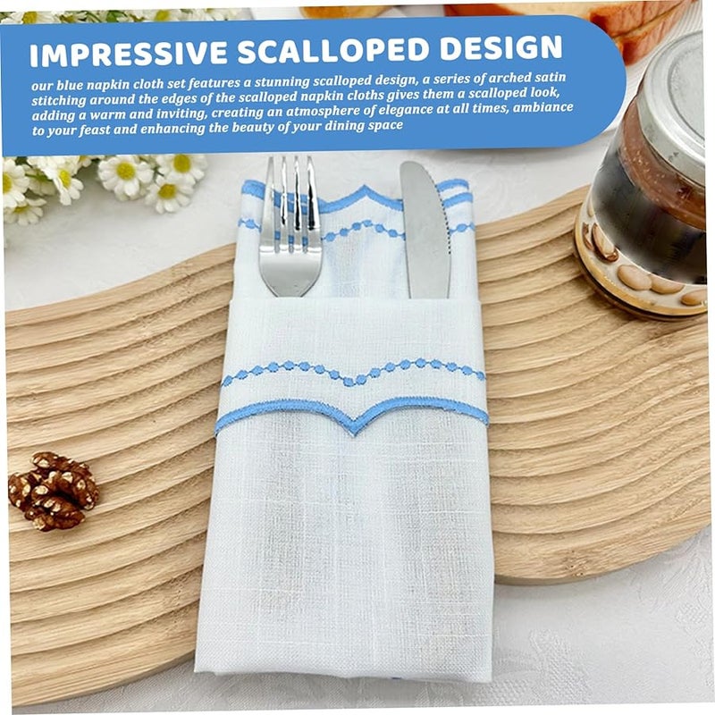 مجموعة من 6 مناديل قماش البوليستر مقاس 16 × 16 بوصة بحافة مهدبة قابلة للغسل وإعادة الاستخدام للفنادق والمطاعم والأعراس - Image 5