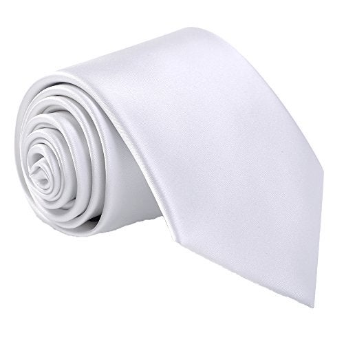 fortunatever Men's Solid Satin Necktie,White Ties For Men With Gift Box - Image 1